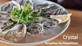  Presentation with ice - Slides consisting of selenium - oysters on the ice background and a coral colored foreground