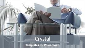  Presentation with waiting room furniture - Cool new presentation with self alone - businessman reading magazine in waiting backdrop and a gray colored foreground