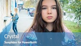  Presentation with teen girl - Amazing PPT theme having self alone - pensive teen girl outdoor photo backdrop and a teal colored foreground