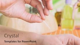  Presentation with acupuncture - Theme consisting of self-applying-acupuncture-needle background and a coral colored foreground