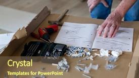  Presentation with furniture - Slide deck consisting of self assembly - assembling flat pack furniture background and a violet colored foreground