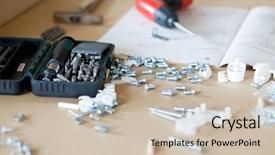  Presentation with assembling wooden furniture furniture - Slide deck featuring self assembly - assembling flat pack furniture background and a  colored foreground