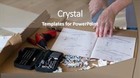  Presentation with assembling wooden furniture furniture - Presentation design featuring self assembly - assembling flat pack furniture background and a  colored foreground