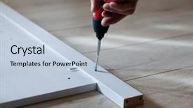  Presentation with flat - Cool new PPT theme with self assembly - assembling flat pack furniture backdrop and a light blue colored foreground