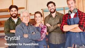  Presentation with self - Slide set having self-assured artisan team background and a gray colored foreground