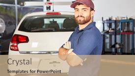  Presentation with mechanic shop - Slides enhanced with self-assured-car-mechanic background and a coral colored foreground