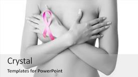  Presentation with pink ribbon breast awareness - Colorful slides enhanced with self awareness - breast cancer pink ribbon backdrop and a light gray colored foreground
