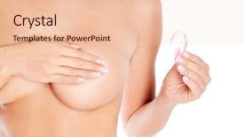  Presentation with breast - PPT layouts having self awareness - young woman examining her breast background and a lemonade colored foreground