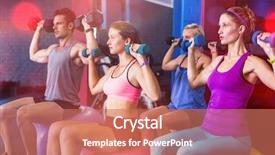  Presentation with gym ball - Cool new PPT theme with self care - friends holding dumbbells while sitting backdrop and a coral colored foreground