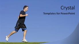  Presentation with movement exercise - Cool new PPT theme with self care - jogging and exercise backdrop and a  colored foreground