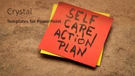  Presentation with health care wellness - Audience pleasing slides consisting of self-care-action-plan-reminder backdrop and a red colored foreground