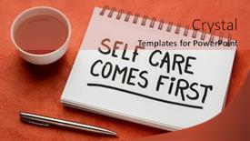  Presentation with mental care - Slide deck with self-care-comes-first-inspirational background and a coral colored foreground