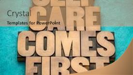  Presentation with abstract health - Presentation theme with self-care-comes-first-inspirational background and a coral colored foreground