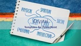  Presentation with physical self - Amazing PPT theme having self-care-dimensions-physical-spiritual backdrop and a sky blue colored foreground