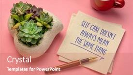  Presentation with personal care - PPT layouts enhanced with self-care-does-not-always background and a coral colored foreground