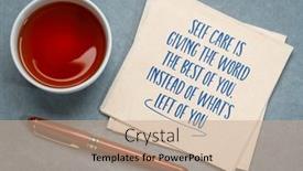  Presentation with personal care - PPT layouts consisting of self-care-is-giving background and a coral colored foreground