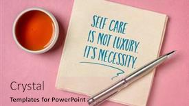  Presentation with self care - Slide deck featuring self-care-is-not-luxury background and a coral colored foreground