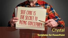  Presentation with healthy aging - Slide set having self-care-is-the-secret background and a tawny brown colored foreground