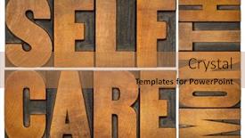  Presentation with self care - PPT theme enhanced with self-care-month-isolated-word background and a coral colored foreground