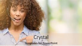  Presentation with call center performance reporting - PPT theme enhanced with self centered - african american call center operator background and a lemonade colored foreground