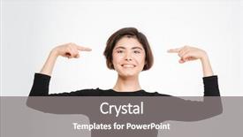  Presentation with finger - Theme consisting of self centered - smiling woman pointing finger background and a  colored foreground