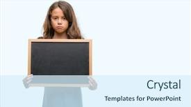  Presentation with blackboard - Presentation consisting of self confidence - brunette hispanic girl holding blackboard background and a sky blue colored foreground