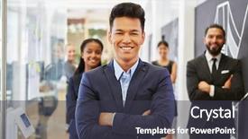  Presentation with entrepreneur - Cool new theme with self confidence - businessman as young entrepreneur backdrop and a dark gray colored foreground