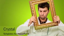  Presentation with self - Cool new presentation theme with self confidence - portrait of a doctor holding backdrop and a gold colored foreground