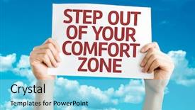  Presentation with step - Slides having self confidence - step out of your comfort background and a arctic colored foreground