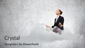  Presentation with cloud - Colorful presentation enhanced with self confidence - young attractive woman sitting backdrop and a light gray colored foreground