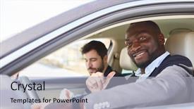  Presentation with self - Presentation theme with self-confident business man background and a light gray colored foreground