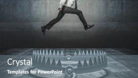  Presentation with adversity - Audience pleasing theme consisting of self-confident-businessman-jumps backdrop and a gray colored foreground