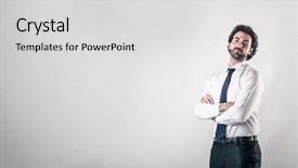  Presentation with self - Slide set enhanced with self-confident businessman background and a  colored foreground