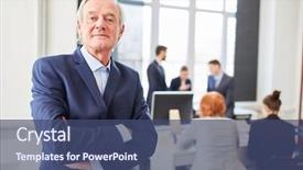  Presentation with executive - Colorful PPT theme enhanced with self confident senior as chief backdrop and a ocean colored foreground