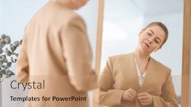  Presentation with self reflection - Presentation theme enhanced with self-confident-single-woman-looking background and a coral colored foreground