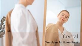  Presentation with self reflection - Slides with self-confident-single-woman-looking background and a coral colored foreground