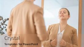  Presentation with self reflection - Theme with self-confident-single-woman-looking background and a coral colored foreground