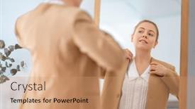  Presentation with self reflection - Presentation with self-confident-single-woman-looking background and a coral colored foreground