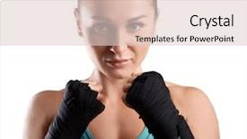  Presentation with boxer - Theme having self defence - female boxer on light background background and a lemonade colored foreground