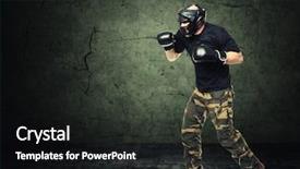  Presentation with self - PPT theme with self defence - krav maga athete and grunge background and a black colored foreground