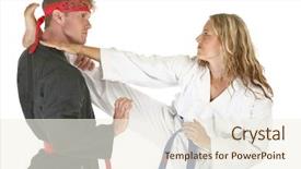  Presentation with martial arts - Colorful presentation theme enhanced with self defence - martial arts man and woman backdrop and a cream colored foreground