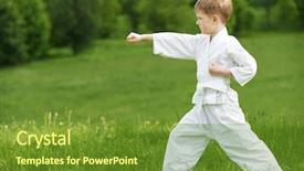  Presentation with kimono - Amazing slide deck having self defence - one little boy in white backdrop and a tawny brown colored foreground