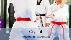  Presentation with martial arts - Cool new theme with self defence - people in a gym backdrop and a light blue colored foreground