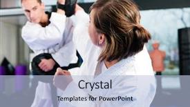  Presentation with taekwondo - Audience pleasing presentation theme consisting of self defence - people in a gym backdrop and a light blue colored foreground