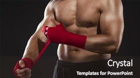  Presentation with body - PPT theme featuring self defence - portrait of a body combat background and a wine colored foreground