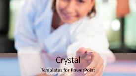  Presentation with training - Beautiful PPT layouts featuring self defence - woman in martial art training backdrop and a lemonade colored foreground