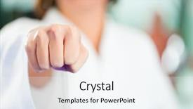  Presentation with training - Audience pleasing theme consisting of self defence - young woman in martial art backdrop and a sky blue colored foreground