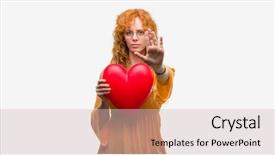  Presentation with love between man and woman - Presentation theme having self denial - young redhead woman in love background and a soft green colored foreground