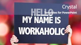  Presentation with dependent - Audience pleasing slide deck consisting of self dependent - hello my name is workaholic backdrop and a ocean colored foreground