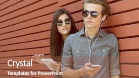  Presentation with fun - Colorful slides enhanced with self dependent - young people having fun outdoor backdrop and a coral colored foreground